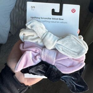 NWT Lululemon Velvet Bow Scrunchie Trio
